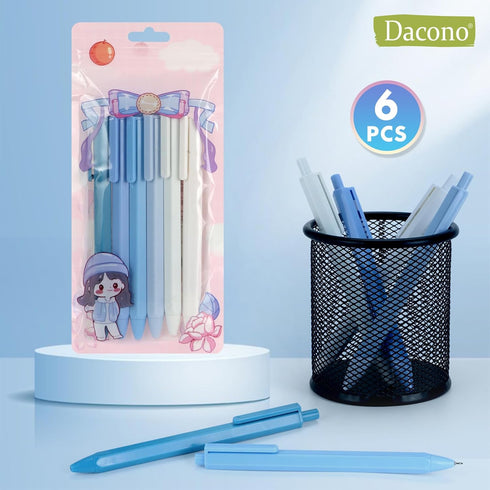 Aesthetic Ballpoint Pens - ?Macaron Blue? Pastel Roller Ball Pens, 0.5mm Retractable Gel Ink Pens | Black Ink | Cute Ball Point Pen - Pack of 5...