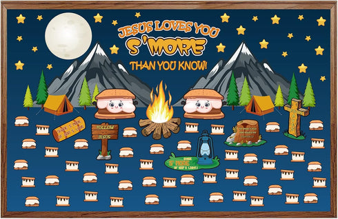 Outus 105 Pieces Jesus Loves You S'More Bulletin Board Set Sunday Decorative School Decorations Religious Bulletin Board for Wall Classroom School...