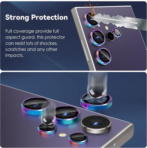 CloudValley for Samsung Galaxy S24 Ultra Camera Lens Protector, 9H Tempered Glass & Ultra-Thin Aluminum Alloy Individual Lens Screen Protective Co...