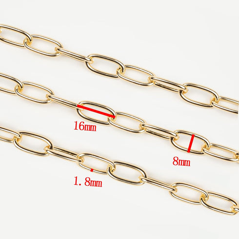 16.4 Feet Aluminum Oval Light Gold Chains for Jewelry Making Unwelded Paperclip Link Cable Chain Roll Necklace Chains Bulk with Lobster Clasps and...