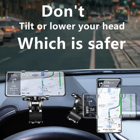 Rotating Cell Phone Holder Safe Driving 360° Rotating Multi-Functional Multi-Scene Dashboard Rearview Mirror Sun Visor Compatible with 4-7 inch Sm...