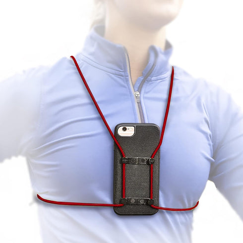 Red - Retractable Cell Phone Holder - Mobile Phone Chest Mount - Universal Cell Phone Accessory - Smart Phone Harness - Body Lanyard...