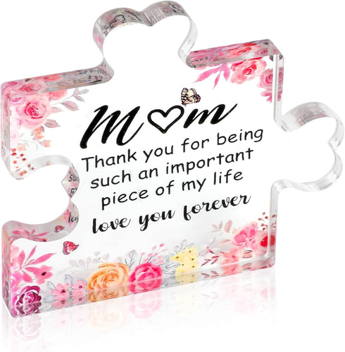Gift for Mom from Daughter - Birthday Gifts for Mom of Engraved Acrylic Block Puzzle Piece from Daughter, Son...