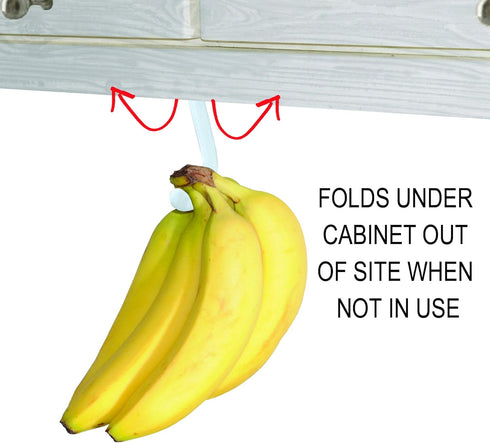 Gadjit Banana Hook (2 Pack) Hanger - Under Cabinet Hook to Hang Bananas. Folds Up Out of Sight When Not in Use. Mounting Adhesive Included. Preven...