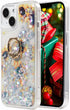 Glitter Case with Ring Holder Compatible with iPhone 15 Glitter Case Clear Ring Holder Kickstand Soft TPU Bling Girly Women Cute Liquid Holiday Ca...