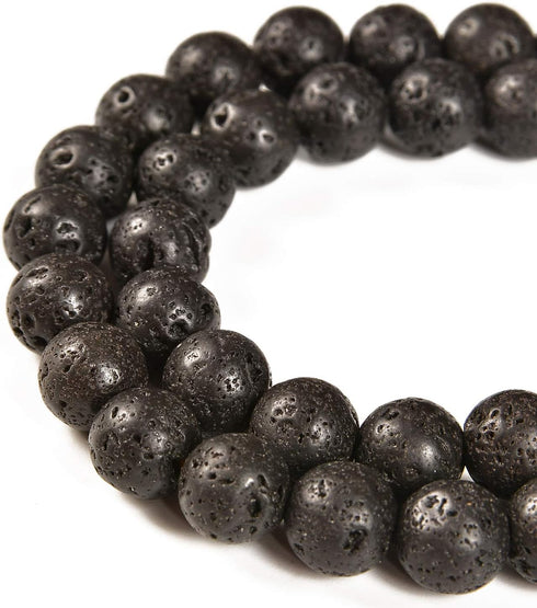 36pcs 10mm Natural Black Volcanic Lava Gemstone Round Spacer Loose Stone Beads for Jewelry Making 15.5" 1 Strand (Black Volcanic Lava, 10mm 36Bead...