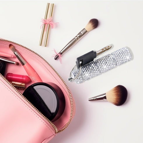 Bling Pill Case Pill Box Pill Organizers with Keychain Rhinestone Portable Pill Holder Waterproof Glitter Pill Storage Container for Indoor Outdoo...