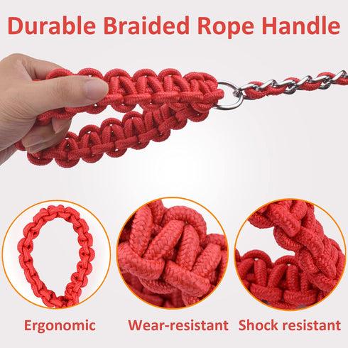 Chain Dog Leash Chew Proof Dog Leash for Medium Large Dogs, 5.5 FT Heavy Duty Metal Leashes with Anti Bite Rope Handle for Training Walking Dogs (...