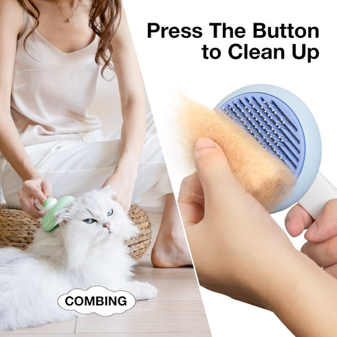 Cat Brush for Shedding, Pet Grooming Self Cleaning Slicker Brush for Cats & Dogs, Cat Deshedding Brush Easily Removes Tangles Hair and Loose Under...
