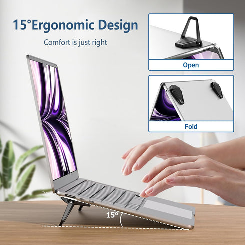 Portable Invisible Laptop Stand, Mini Aluminum Cooling Pad,Computer Keyboard Mount Kickstand,Ergonomic Lightweight Laptop Desk Stand (2pcs(black))...