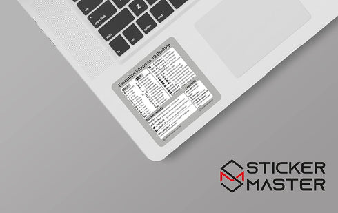 Sticker Master Windows 10/11 Reference Keyboard Shortcut Sticker - Clear Vinyl no-Residue Adhesive, for Any PC Laptop or Desktop...