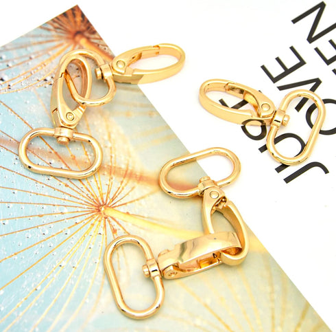 15 Pcs Oval Ring Lobster Clasp Claw Push Gate Trigger Clasps Swivel Snap Hooks for Leather Craft Straps Lanyard Ribbons (Gold,1 inch)...