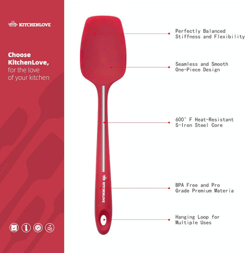 KITCHENLOVE Premium 600°F Heat Resistant 5 Piece Silicone Spatula Set for Baking, Cooking, Mixing - Non-Stick with High Grade S-Iron Steel Core - ...