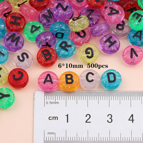 Large Hole Beads 500pcs Spacer Beads Letter Beads for pens European Craft Beads for Jewelry Making DIY Bracelet dian...