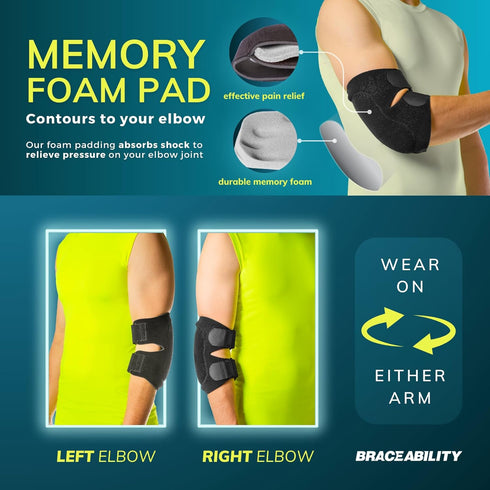 BraceAbility Bursitis Elbow Pad Brace | Compression Arm Sleeve Wrap with Padded Soft Support Cushion for Olecranon Joint Pain, Bursa Protection, A...
