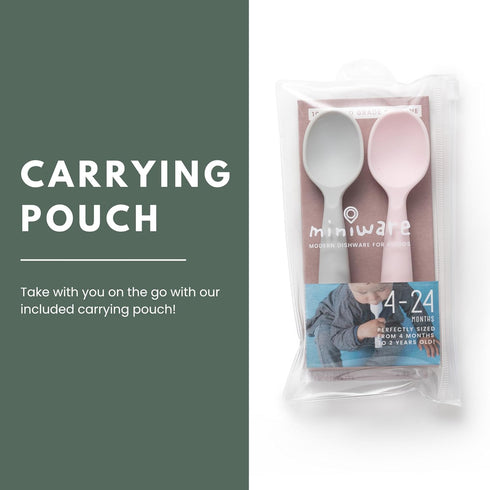 Miniware Silicone Baby Spoon for Training - BPA Free Baby Utensils - Baby Spoons Self Feeding 6 Months | 100% Food Grade Silicone - Modern & Dishw...