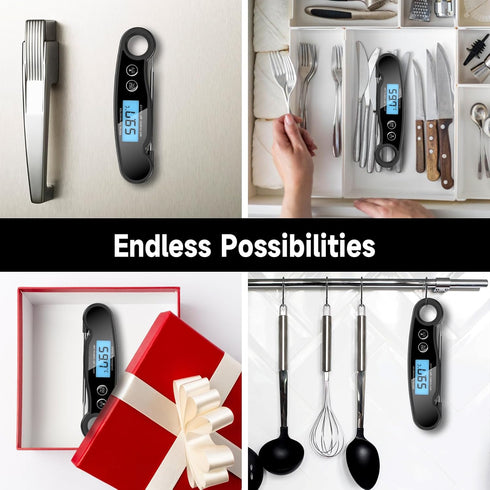 Digital Meat Thermometer, Fast Instant Read Food Thermometer for Grill and Cooking, Best Waterproof Ultra Fast Thermometer with Backlight & Calibr...