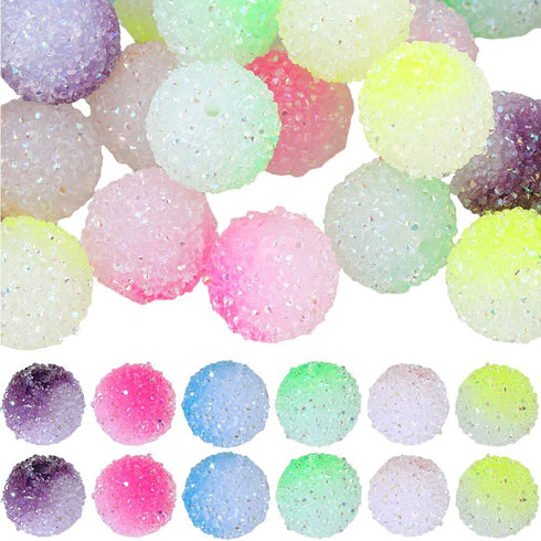 SUNNYCLUE Bubblegum Beads Bulk 20mm Acrylic Beads Colorful Candy Ball Shaped Bead Large Rhinestone Beads Beadable Pens Beads Chunky Bubble Gum Loo...