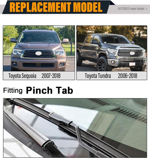 AUTOBOO 26"+23" Windshield Wiper Blade Sets Replacement for Toyota Tundra 2007-2020,Sequoia 2008-2020 -Original Factory Quality (Pack of 2)...