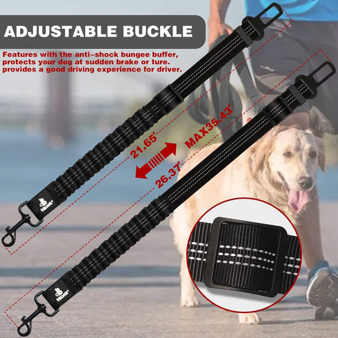 Dog Seat Belt,Retractable Dog Seatbelts Harness for Car,Adjustable Seatbelt Pet Safety Seat Belts with Elastic Bungee Buffer and Restraint Reflect...