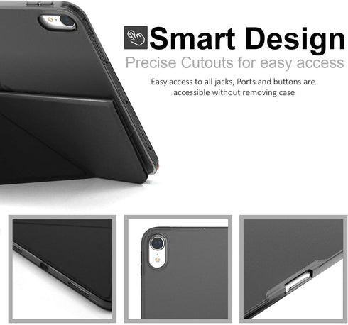 KHOMO Horizontal and Vertical Display Stand Capable Cover for iPad Pro 12.9 Inch Case 3rd Generation (Released 2018) - Dual Origami Series - Black...