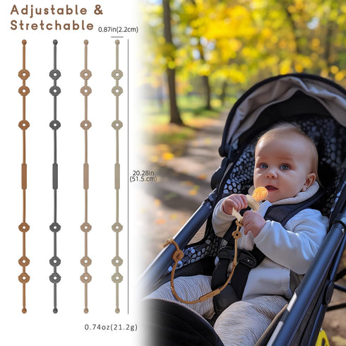 4 Pack Toy Safety Straps for Baby, Silicone Baby Bottle Harness Straps?Sippy Cup Leash?Baby Teether Pacifier Holder Clips for Stroller, High Chair...