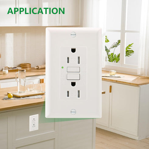 15Amp GFCI Outlet,1pack,125V 60Hz,Tamper-Resistant GFI Receptacle with LED Indicator,Meet UL2018,Ground Fault Protection Outlet for Bedroom,Parlor...
