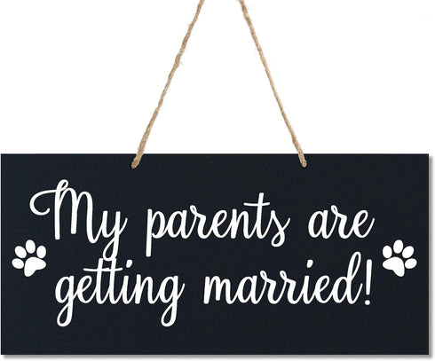 LifeSong Milestones Dog Wedding Sign Anniversary Engagement Decor Rope Signs for Reception and Ceremony for Bride and Groom Decorations 5.5x12 (My...