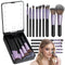 Travel Makeup Brush Set with LED Mirror, Professional and Mini Makeup Brushes Set 14Pcs, Eye Shadows Makeup Set Storage Box (Purplish Black)...