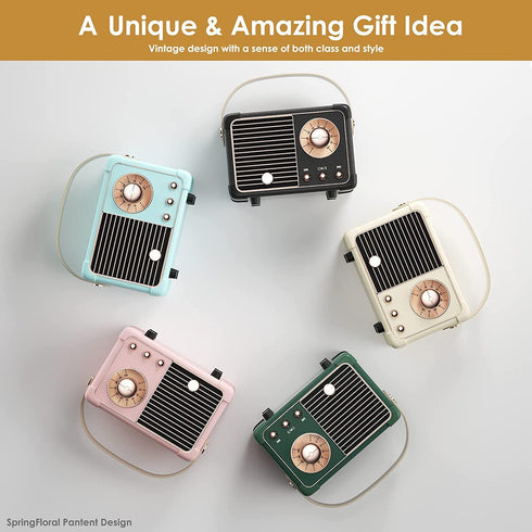 Retro Bluetooth Speaker,Wireless Vintage Small Speaker with Stereo Sound,Hands-free Call,400mA Battery,TF Card, Aux Line,Water-Proof For iOS Andro...
