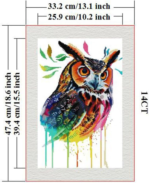 ITSTITCH Stamped Cross Stitch Kits - Full Set of Embroidery for Beginners or Adults,14 CT 2 Strands DIY Colorful Owl Patterns Counted Arts Craft 1...