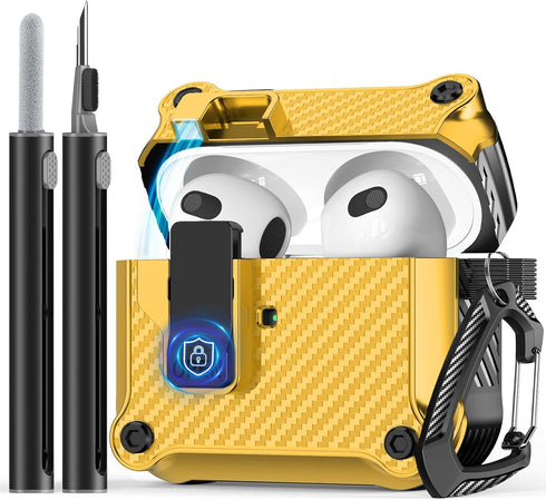 Compatible with AirPods 3rd Generation Case Cover with Cleaner kit,Secure Lock Clip Protection,Automatic Snap Switch Design for Apple Airpod 3 Gen...