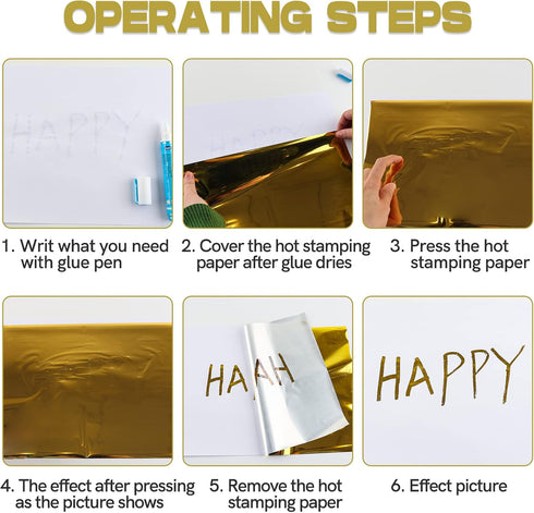 Briartw 4 Rolls Toner Reactive Foil by Laser Printer and Laminator,7.6inch x 16.4ft Transfer Foil Paper for DIY Paper Craft Embossing Scrapbooking...