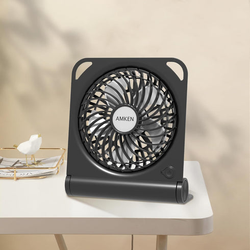 AMKEN Small Table Fans - 2000mAh USB Fan Desk Fan 4 Speeds Adjustable - 200° Tilt Folding Quiet Operation for Office Bedroom Home Desktop Camping...