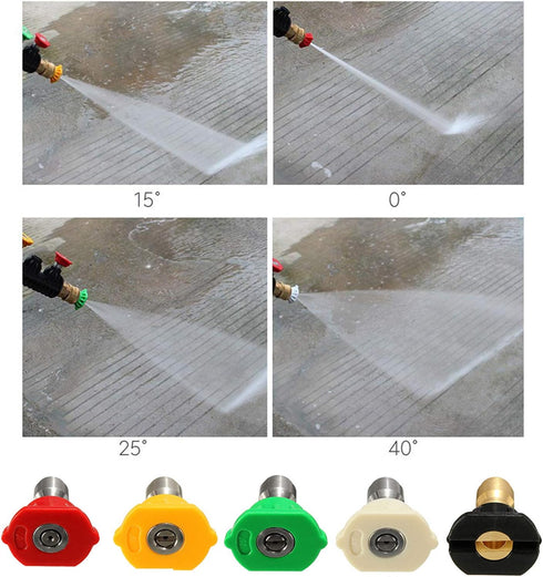 Pressure Washer Tips Power Washer Soap Nozzle Tips Multiple Degrees 1/4 Quick Connect Design Up to 4,500 PSI 2.5 GPM(5-Pack)...