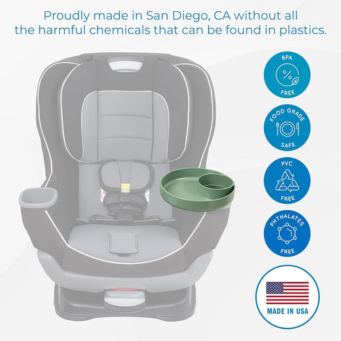 Travel Tray Round, USA Made Easily Convert Your existing Cup Holder to a Tray and Cup Holder for use in a Car Seat, Booster, Stroller, Golf Cart a...