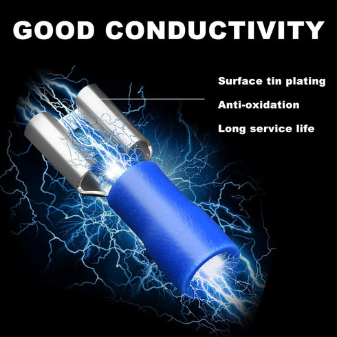 100Pcs Quick Disconnects Vinyl Insulated Female Spade Wire Connectors, 12-10AWG 6.3mm 1/4" Electrical Crimp Terminal...