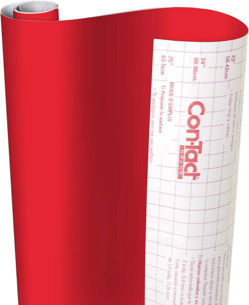 Con-Tact Brand Creative Covering, Self-Adhesive Shelf Liner, Multi-Purpose Vinyl Roll, Easy to Use and Apply, 18'' x 9', Fire Engine Red...