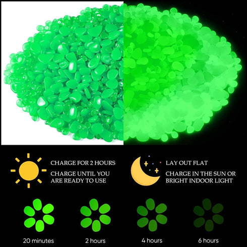 Glow Pebbles, 300 pcs Blue Glowing Rocks, Glow in The Dark Stones for Outdoor Decor, Garden Lawn Yard, Luminous Pebbles for Landscaping, Walkway P...
