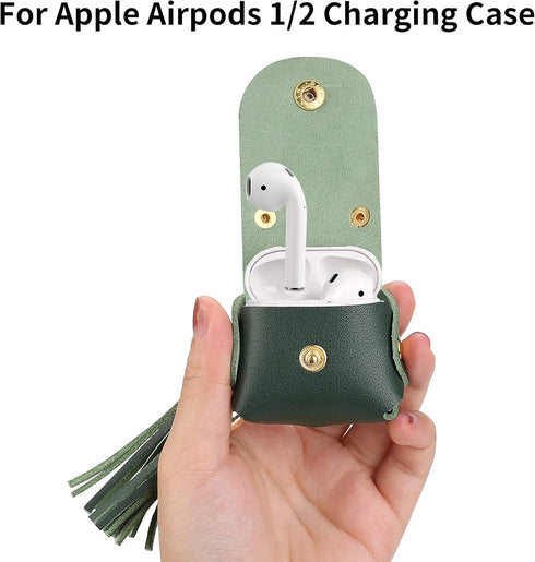 MODOS LOGICOS Charging Case Cover for Apple Air Pods, Genuine Leather Case with a Couple of Drooping Tassels for Apple AirPods 1/2 Charging Case -...