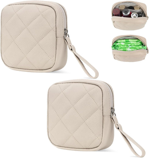 Sanitary Pad Storage Bag, Leather Period Bags for Teen Girls, Portable Tampon Menstrual Cup Pouch Nursing Pad Holder Purse, Sanitary Pouch for Fem...