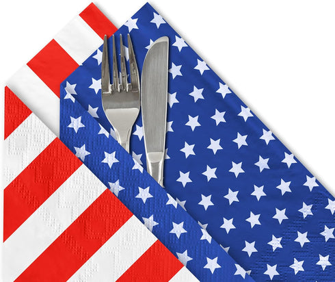 Gatherfun American Flag Patriotic Party Supplies Disposable Paper Napkins Cocktail Napkins for Veterans Day Election Day 4th of July Independence ...