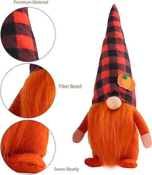 3 Pcs Fall Decoration Harvest Thanksgiving Decorations Gnomes Plush Elf Dwarf Doll Figurine with Pumpkin Autumn Maple Leaves...