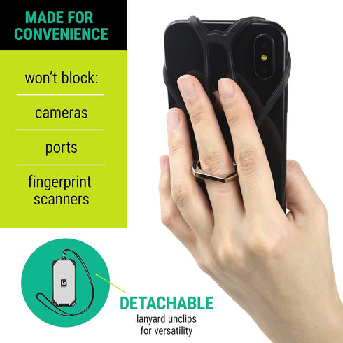 Universal Phone Lanyard Holder and Ring Grip, Silicone Cell Phone Lanyard Neck Strap and Phone Ring Holder Stand Compatible with Most Smartphones...