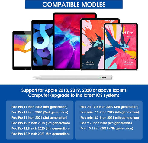 Stylus Pen for Touch Screens?15 Minutes Fast Charging for iPad2018-2023, Apple Pencil is Compatible with Apple iPad Pro 11/12.9 inch, iPad Mini 5/...