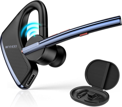 Bluetooth Earpiece V5.2 Wireless Handsfree Headset with CVC8.0 Noise Cancelling Dual Microphone 24Hrs Driving Bluetooth Headset for iPhone Android...