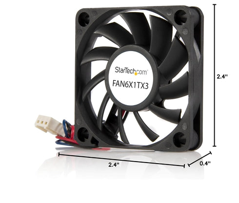 StarTech.com 60x10mm Replacement Ball Bearing Computer Case Fan w/ TX3 Connector - 3 pin case Fan - TX3 Fan - 60mm Fan (FAN6X1TX3), Black...