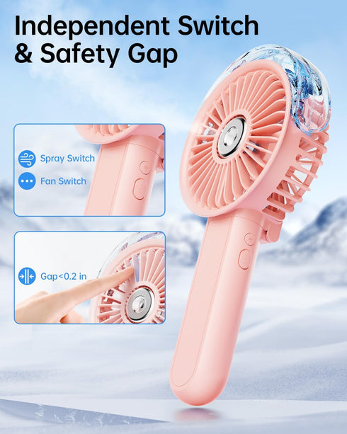 SWEETFULL Portable Misting Fan - 180° Foldable Handheld Personal Fan with Mist Spray, 3 Speeds, 30ml Water Tank, USB Rechargeable for Travel, Outd...
