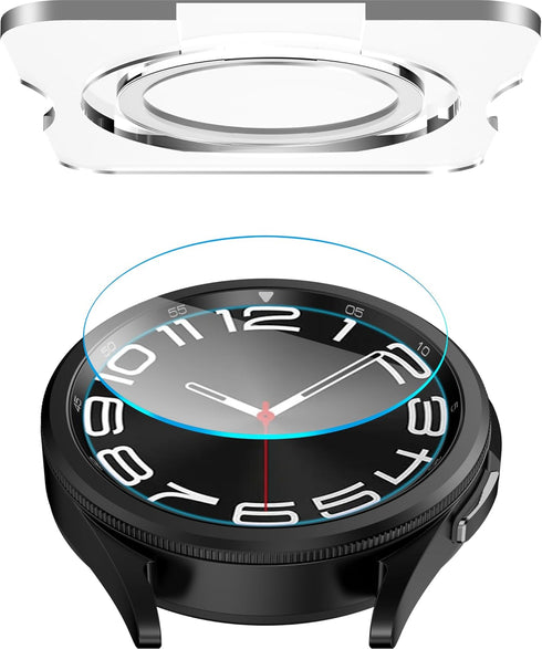 SPGUARD [2Pack Galaxy Watch 6 Classic 43mm Screen Protector, Auto-alignment Installation Kit Accessories Tempered Glass Screen Protector for ONLY ...