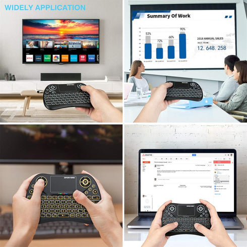 Mini Wireless Keyboard with Touchpad Mouse, 2.4GHz Portable Handheld Keyboard with QWERTY Keypad,RGB Backlit,Rechargeable Battery for Android TV B...